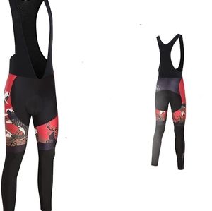 🚴‍♂️ 3D Gel Padded Black Bib Pants with Oriental Fish Design Cycearth Cycling